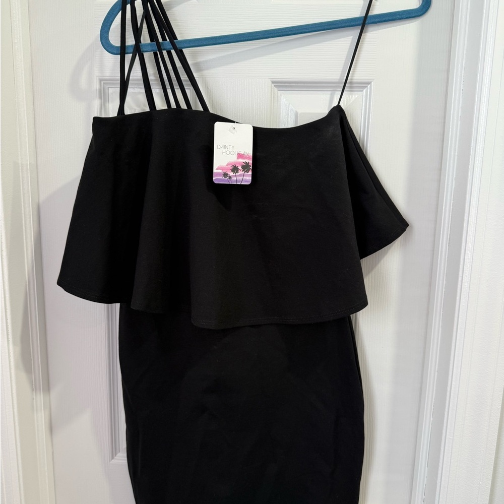 Dainty Hooligan Black One Shoulder Dress